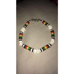 Rasta and shell rock ankle bracelet